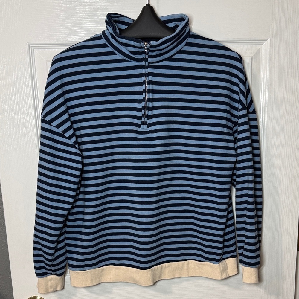 Women’s Striped Blue Quarter Zip - Picture 8 of 10